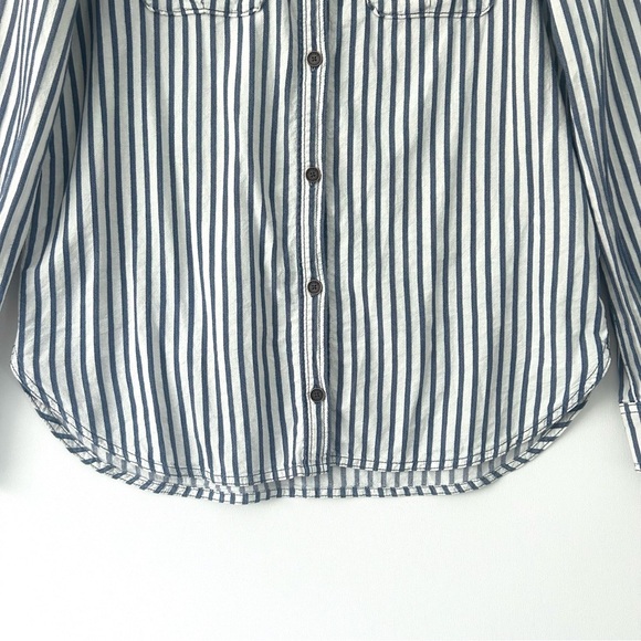 PAIGE Kadie Striped Button Up Shirt Top Blue White Long Sleeve Size Medium - Picture 5 of 16